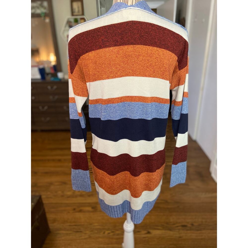 Style & Co multi stripe open front long sleeve cardigan - Picture 4 of 8